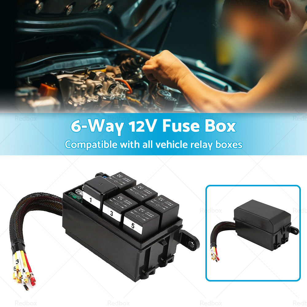 6-Way 12V Auto Waterproof Fuse Relay Holder Box Block 40A Relays with ATC Fuse-2
