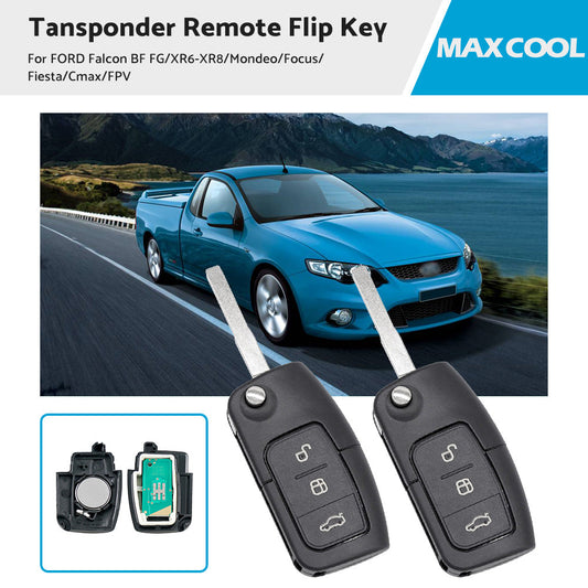 2x Remote Flip Key for Ford BF FG Falcon Territory Mondeo FPV Focus Fiesta-0
