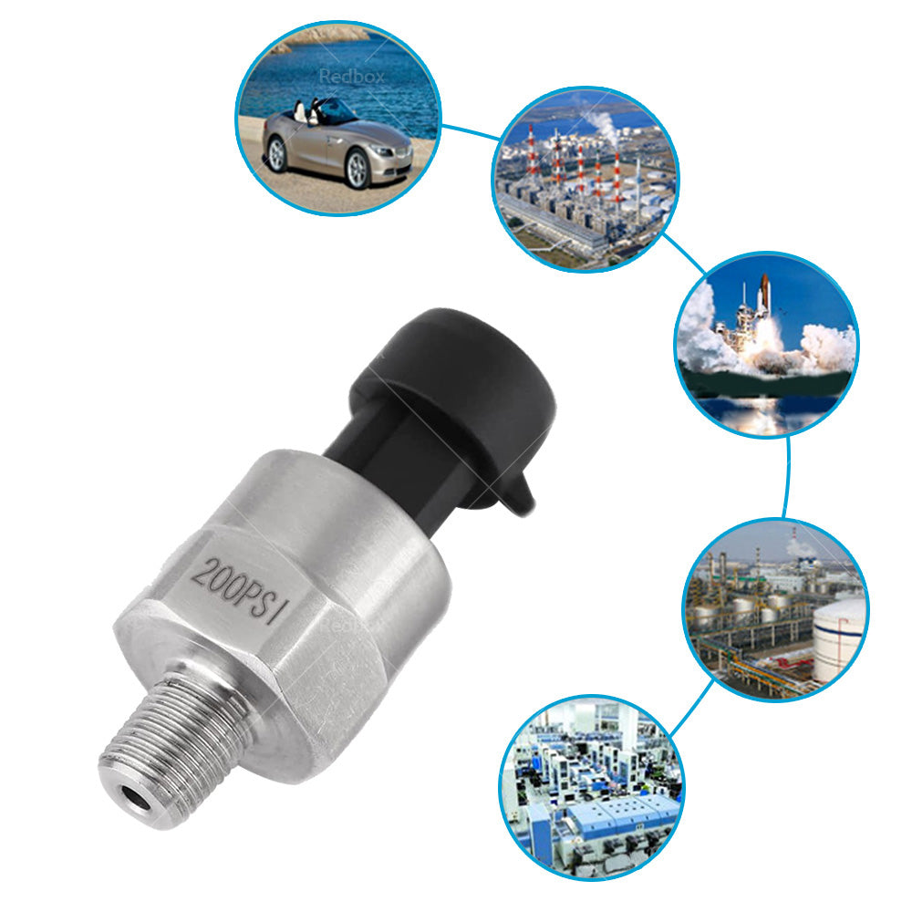 200PSI 5V Pressure Transducer Sender Sensor Stainless Steel for Air Oil Fuel AU-3