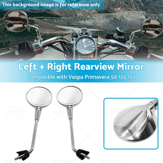 Left  and  Right Rearview Mirror Chrome Suitable For Vespa Primavera 50 125 150-1