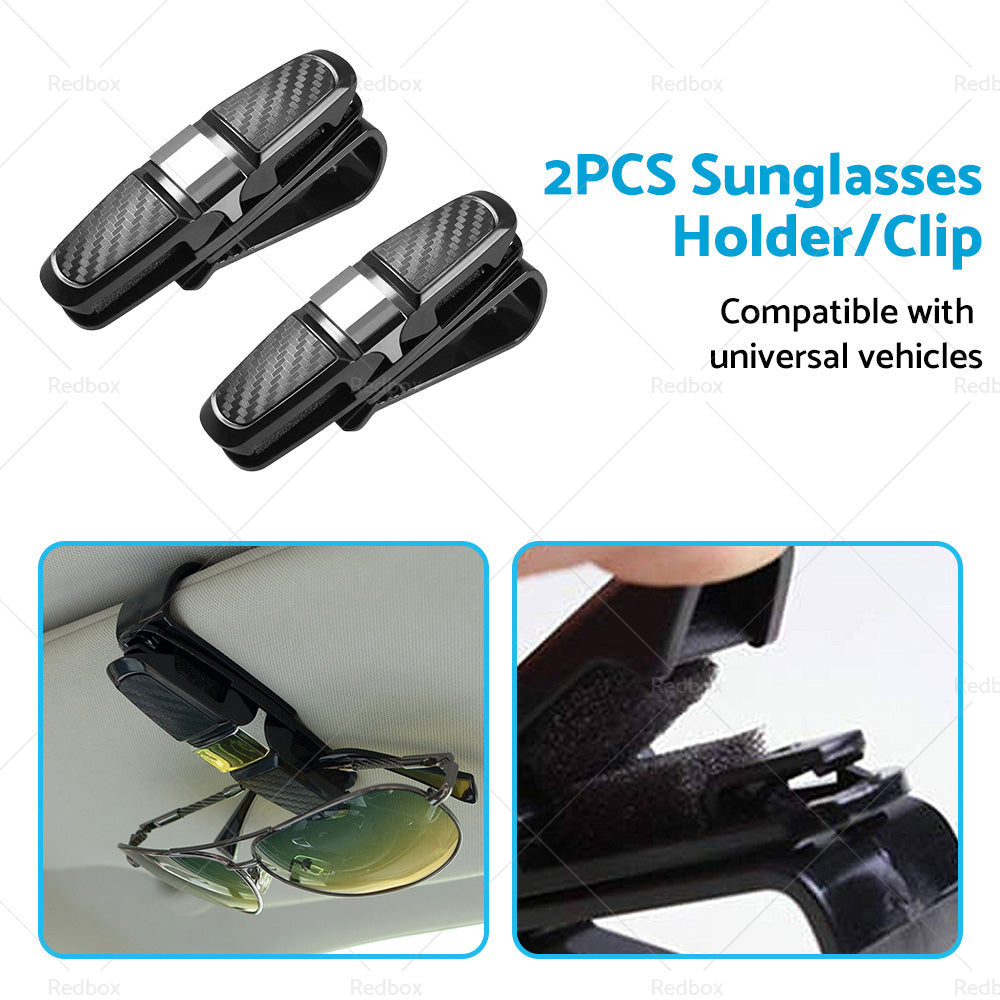 2pcs Car Glasses Holder Clip Case Sunglasses Eyeglasses Ticket Card Clip Holder-3