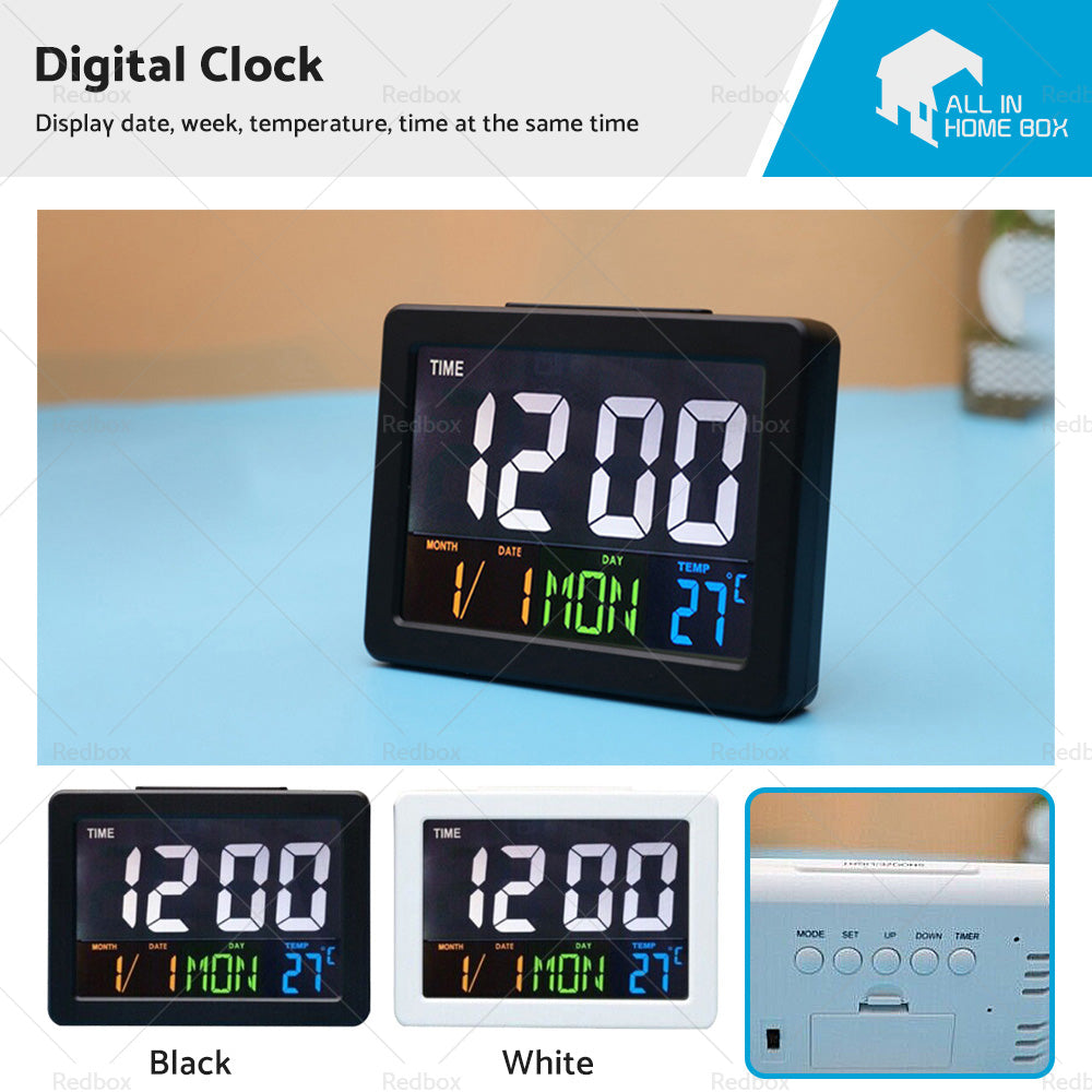 Digital Home Large Big Jumbo LED Wall Desk Clock With Calendar Temperature AU-0