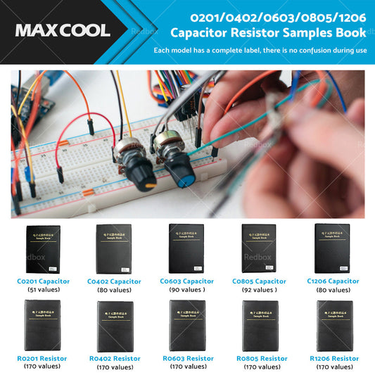 1x 0201/0402/0603/0805/1206 SMD/SMT Capacitor Chip Resistor Samples Book Kit-0