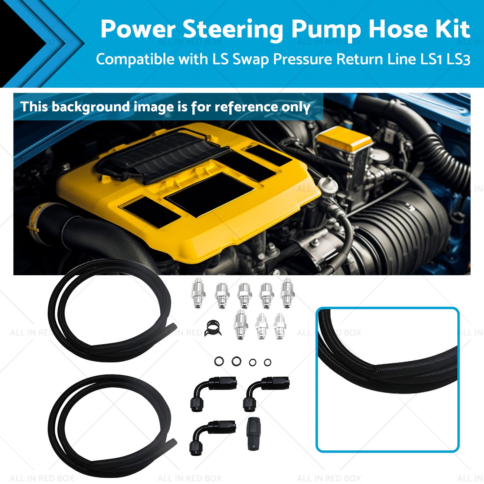 Power Steering Pump Hose Kit Suitable for LS LS1 LS3 Swap Pressure Return Line-0