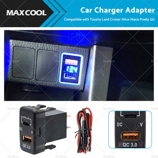 Type-C  USB Car Charger Adapter Voltmeter Suitable For Land Cruiser Prado 120-0