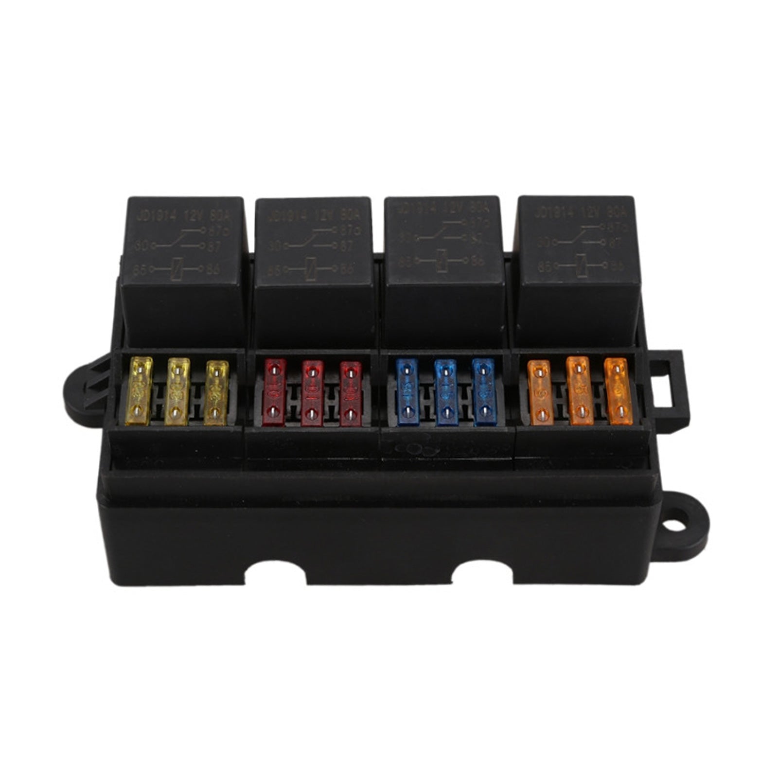 12 Way Blade Fuse Box 4-Relay Holder and Terminal and Fuse 12V 40A Car Auto Truck 4Pin-0