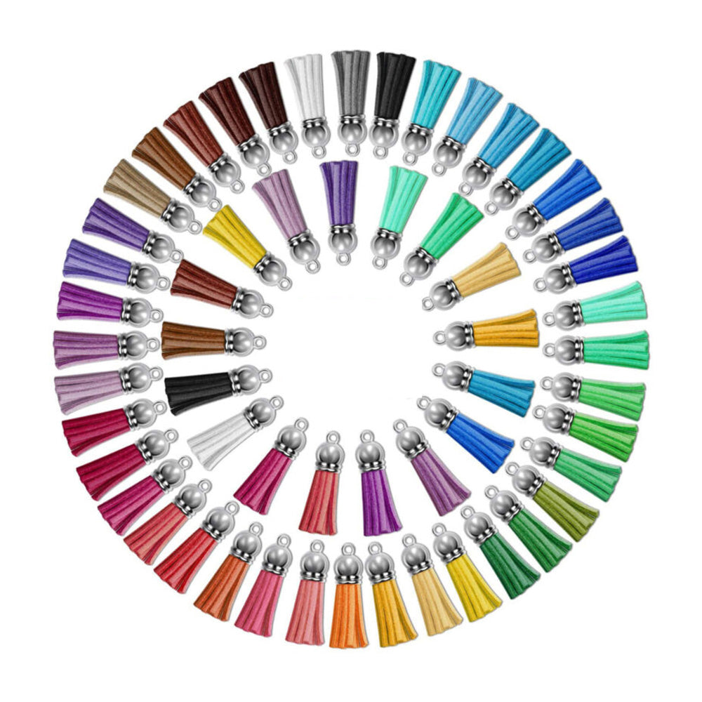 100PCS Key Chain Ring Tassels Pendants Bulk Leather Tassel Crafts Jewelry Making-2