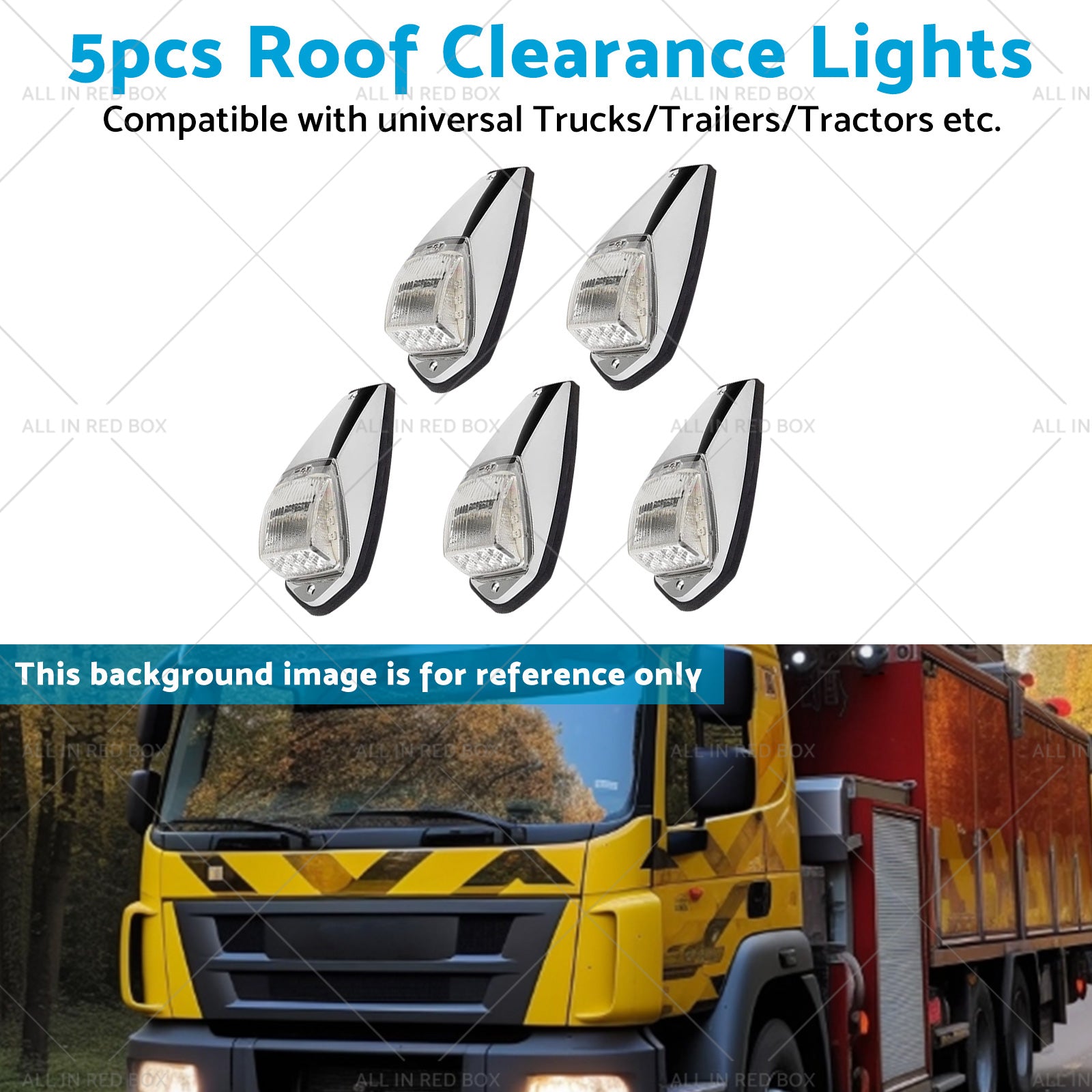 5pcs 12V LED Cab Marker Top Roof Light Suitable For Trucks Peterbilt Kenworth-4