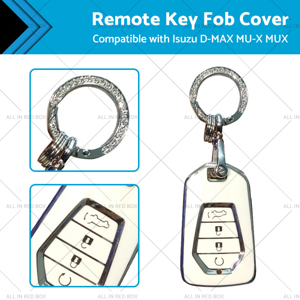 TPU Car Remote Key Fob Cover Suitable for Isuzu D-MAX MU-X MUX 4 Button White-0