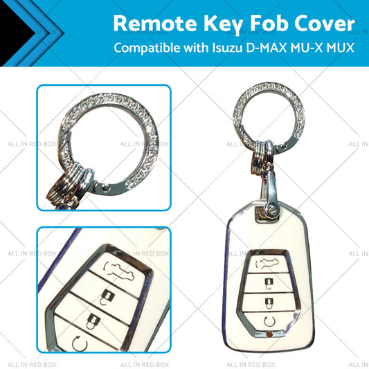 TPU Car Remote Key Fob Cover Suitable for Isuzu D-MAX MU-X MUX 4 Button White-0