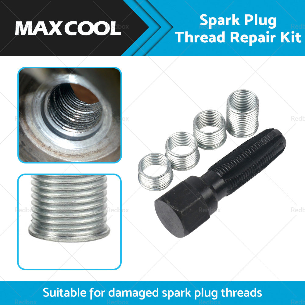 4 Inserts Helicoil Thread Reamer Tap Repair  and  14MM Spark Plug Repair Kit-2