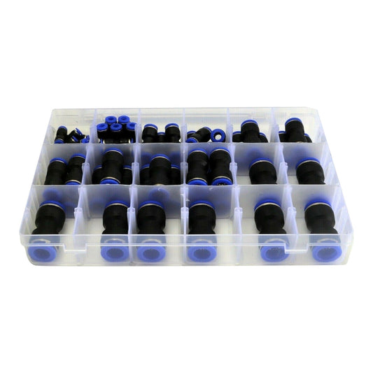 58pcs Air Line Coupler Push in Hose Joiner Metric Quick Connect Kit Nylon Hose-0
