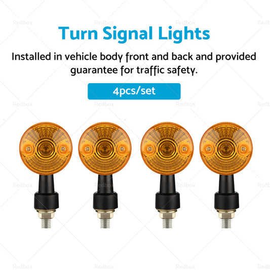 4 x Classic Motorcycle Indicators Blinkers Turn Signals Light Amber Universal-1