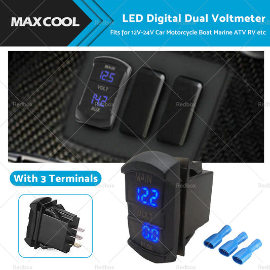 12V-24V Dual Voltmeter Battery Monitor LED Digital Car Boat Voltage Marine Gauge-0