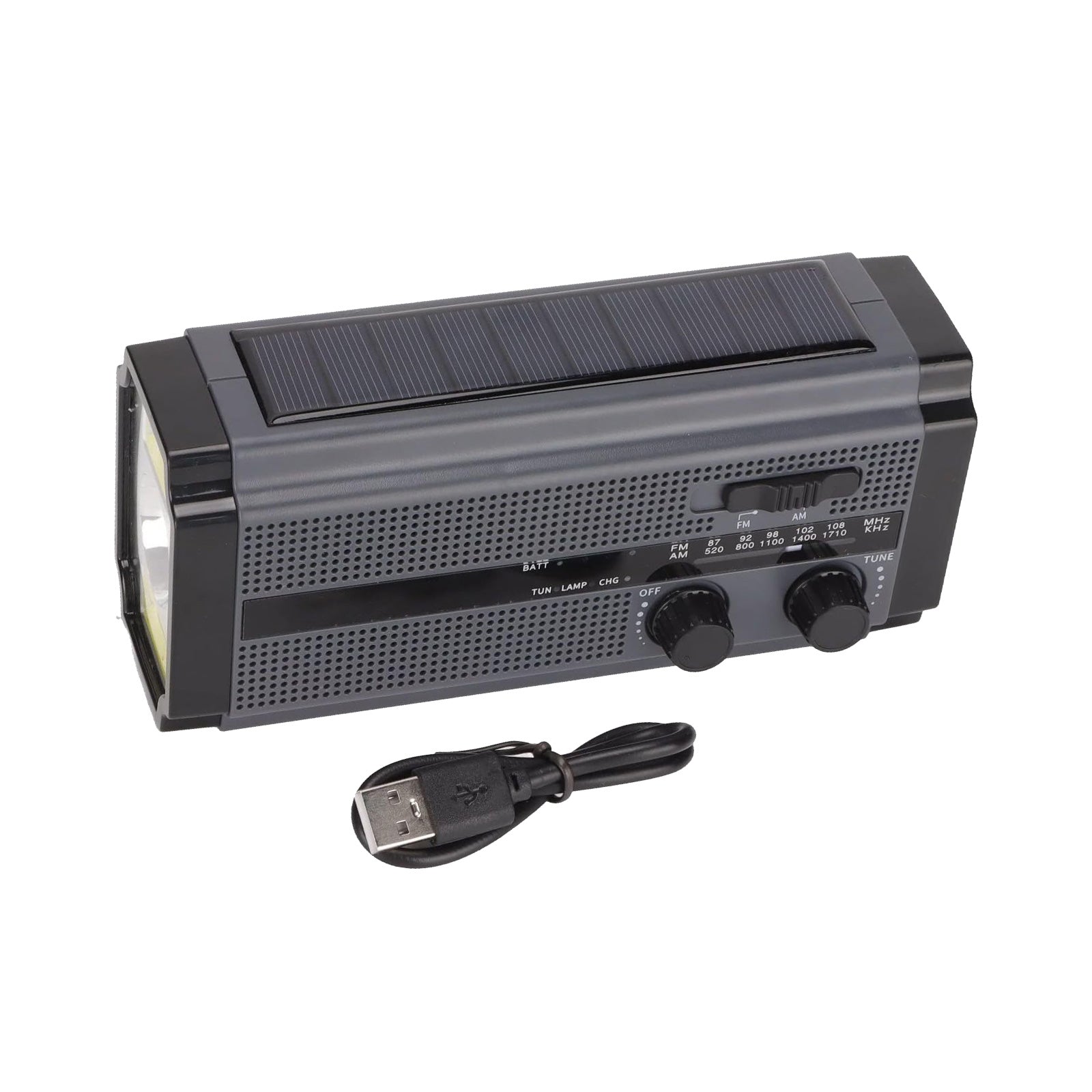 Solar Hand Crank Radio Emergency Weather 5000mAh Power Bank Flash Light Black-0
