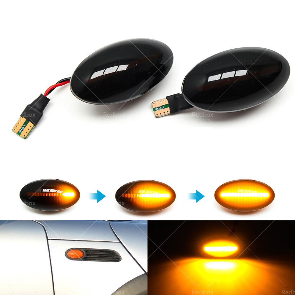 2x Black Smoked Side Indicator LED Repeater Light Mini Cooper R56 Coupe R58 R57-2