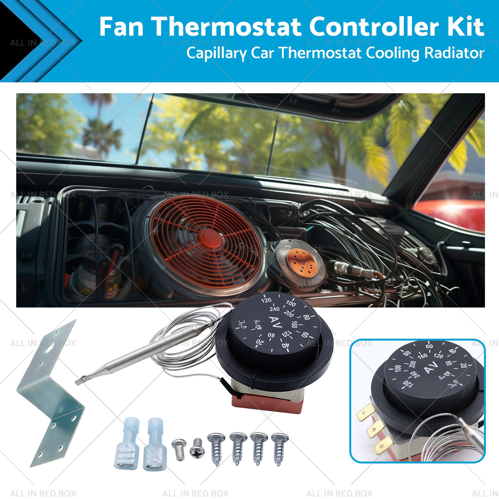 12V Adjustable Fan Thermostat Kit Thermostat Controller Kit 0-120 Celsius-0