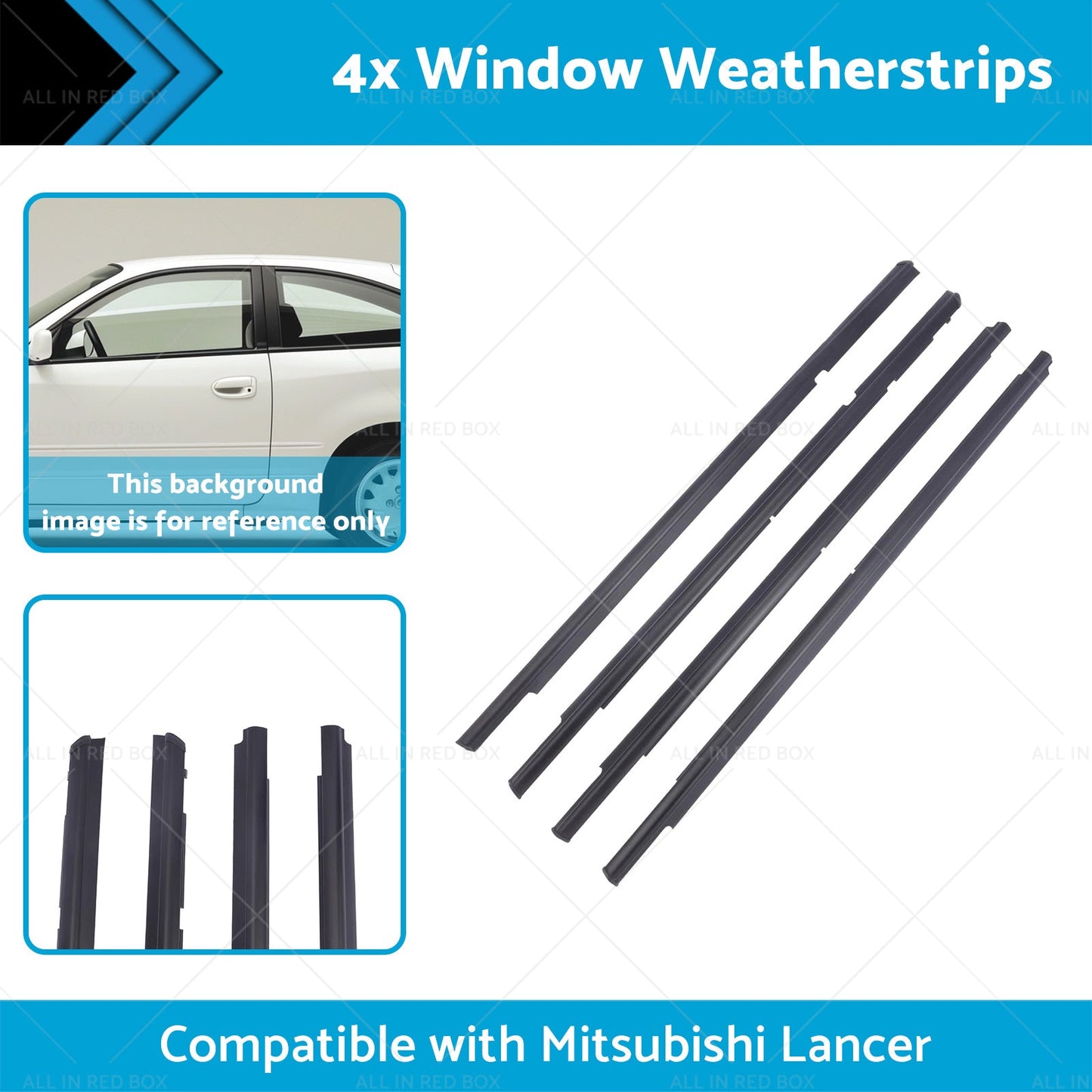 4x Window Weatherstrips Trim Belt Set Suitable for Mitsubishi Lancer 08-17-1