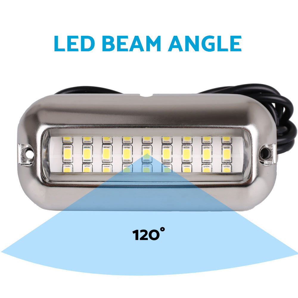 2x Blue 27LED Underwater Marine Transom Boat Light 316 Stainless Steel Pontoon-4