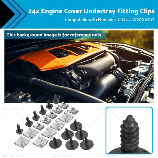 24x Engine Cover Undertray Fitting Clips Suitable for Mercedes C-Class W203 S203-0