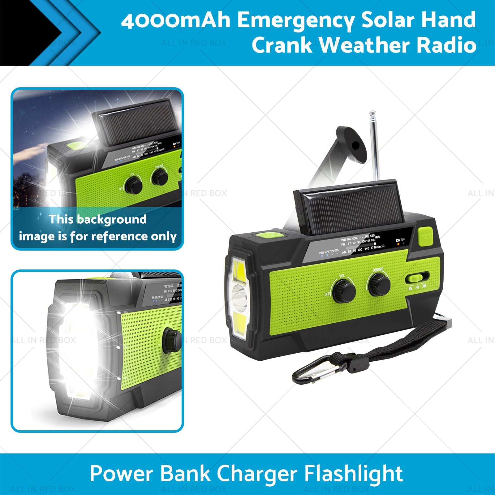 4000mAh Emergency Solar Hand Crank Weather Radio Power Bank Charger Flashlight-1