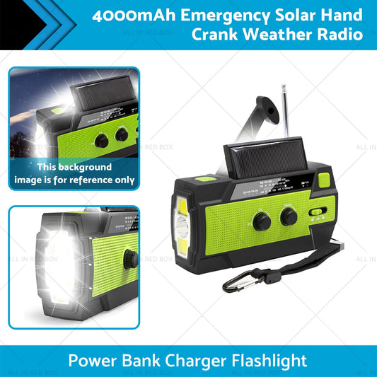 4000mAh Emergency Solar Hand Crank Weather Radio Power Bank Charger Flashlight-1