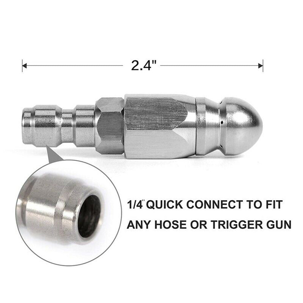 Stainless Steel Sewer Jetter Nozzle For Pressure Washer w or 1 or 4''Connect for Drain-2