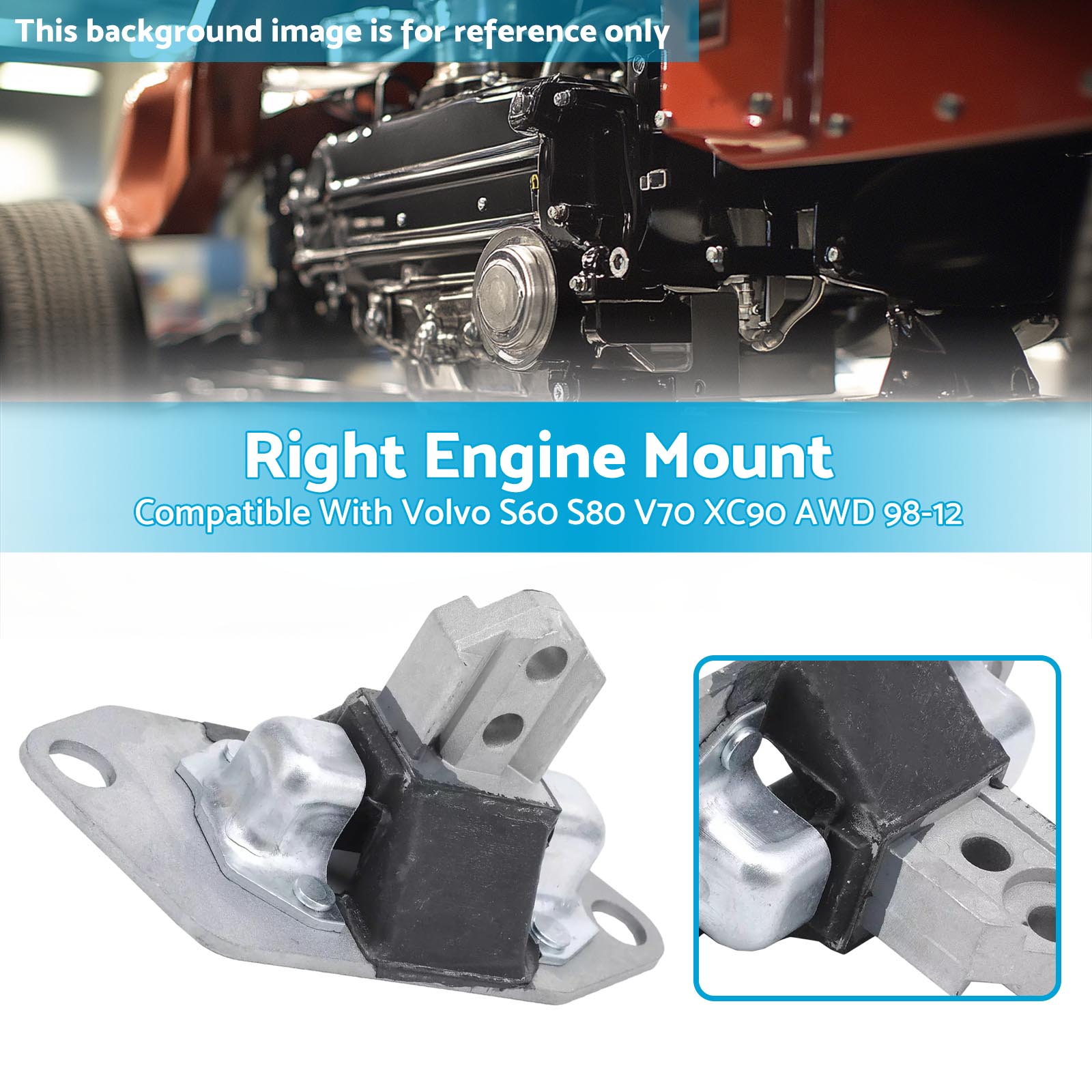 Engine Mount Front Right Suitable For Volvo S60 S80 V70 XC90 2.0L 2.4L AWD 98-12-2