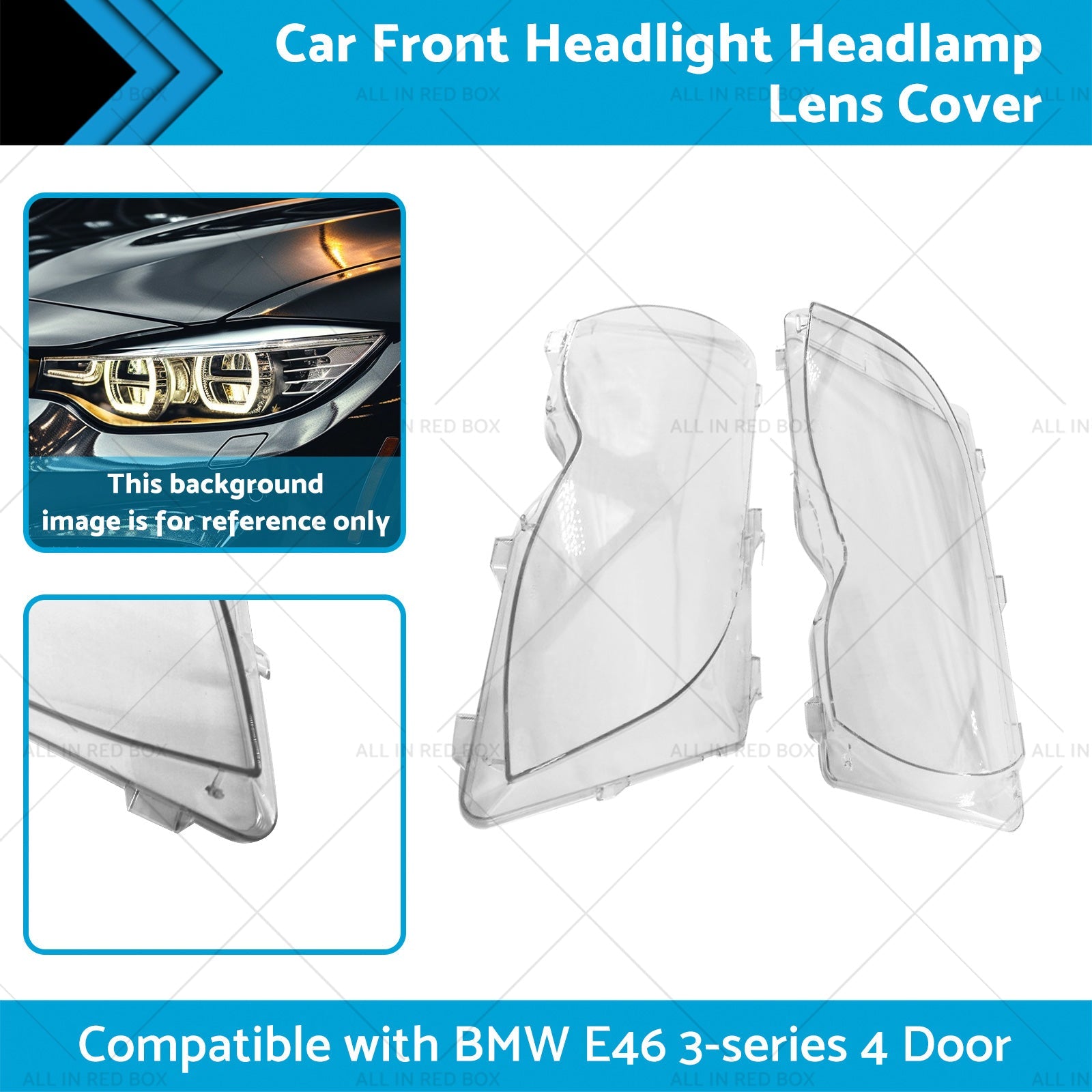 Car Front Headlight Headlamp Lens Cover Suitable for BMW 3-Series E46 4 Door-1