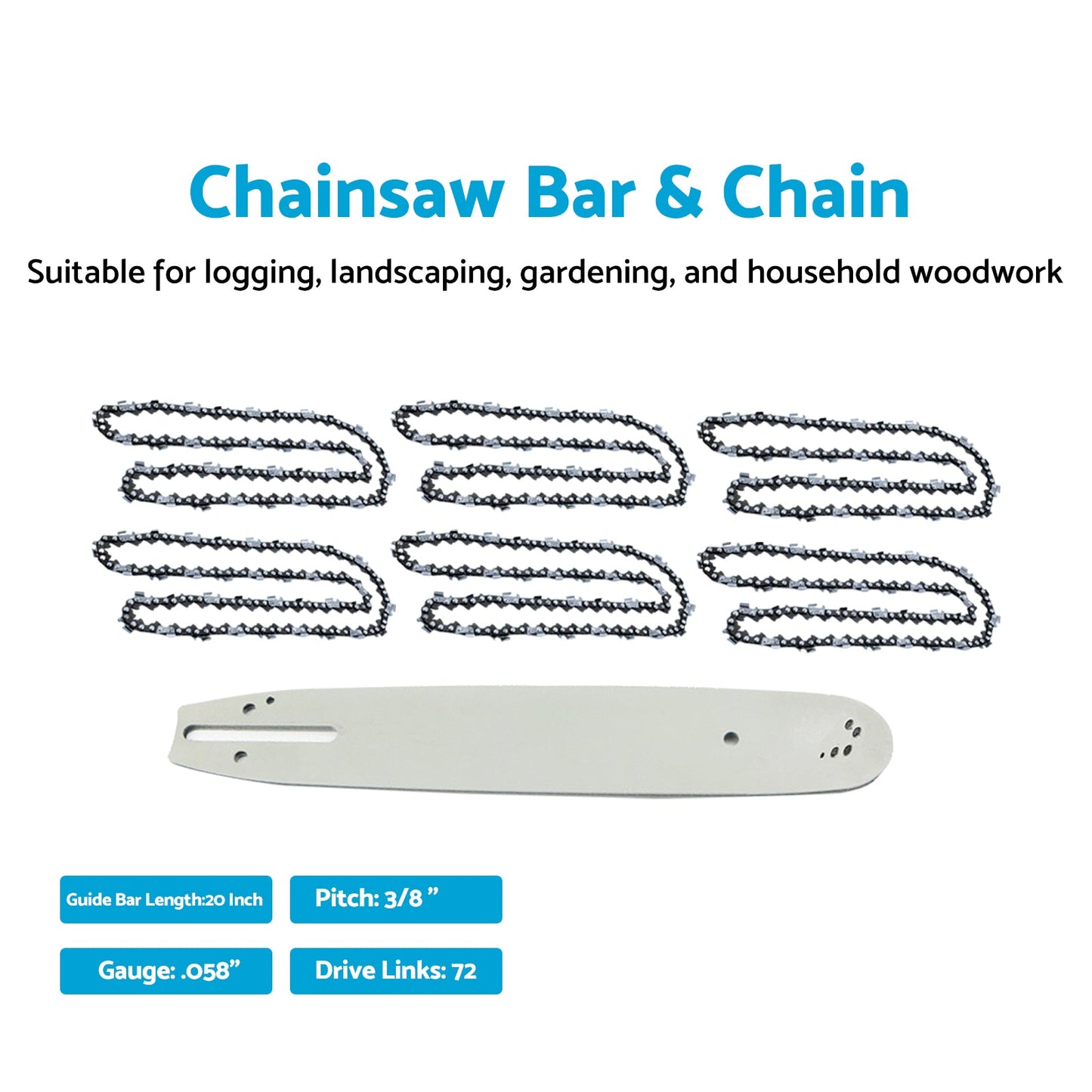 20'' 3/8LP .058 72DL Bar & Chain Combo Suitable For  Shindaiwa 550 575 577 680-5