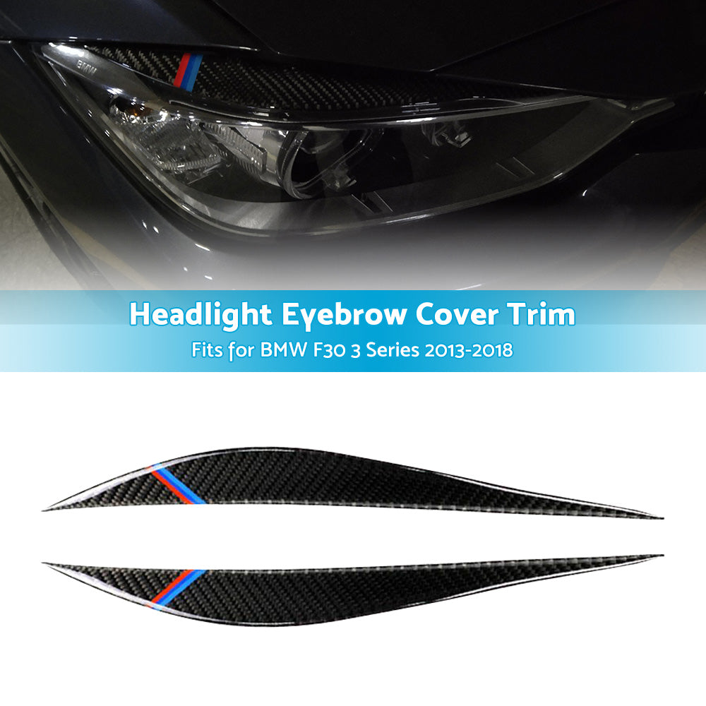 Carbon Fiber Eyelids Eyebrow Headlight Retrofit Accessories for BMW F30 3 Series-3
