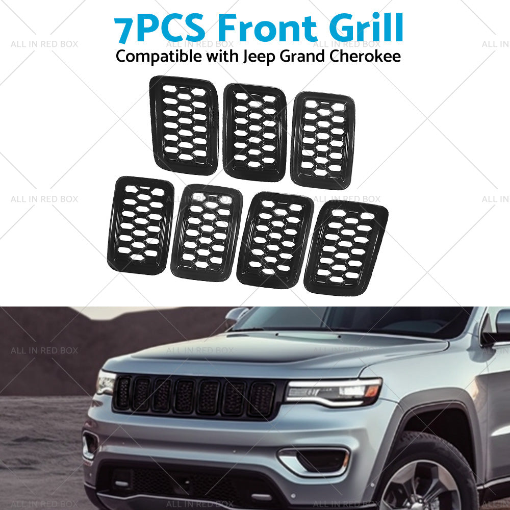 Front Grill Mesh Covers Inserts Suitable for Jeep Grand Cherokee 17-22  Black-3