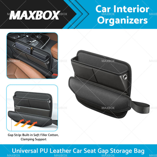 Car Seat Gap Storage Bag Organizer PU Leather With Exclusive Charging Cable Hole-0
