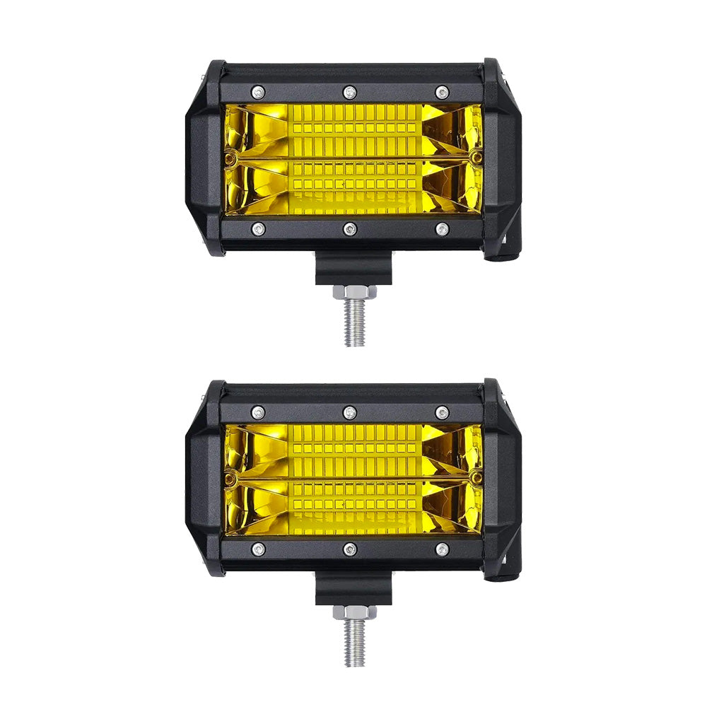 2x 5inch Flood LED Light Bar Offroad Work Driving Fog Lamp Yellow Cree Spread-3