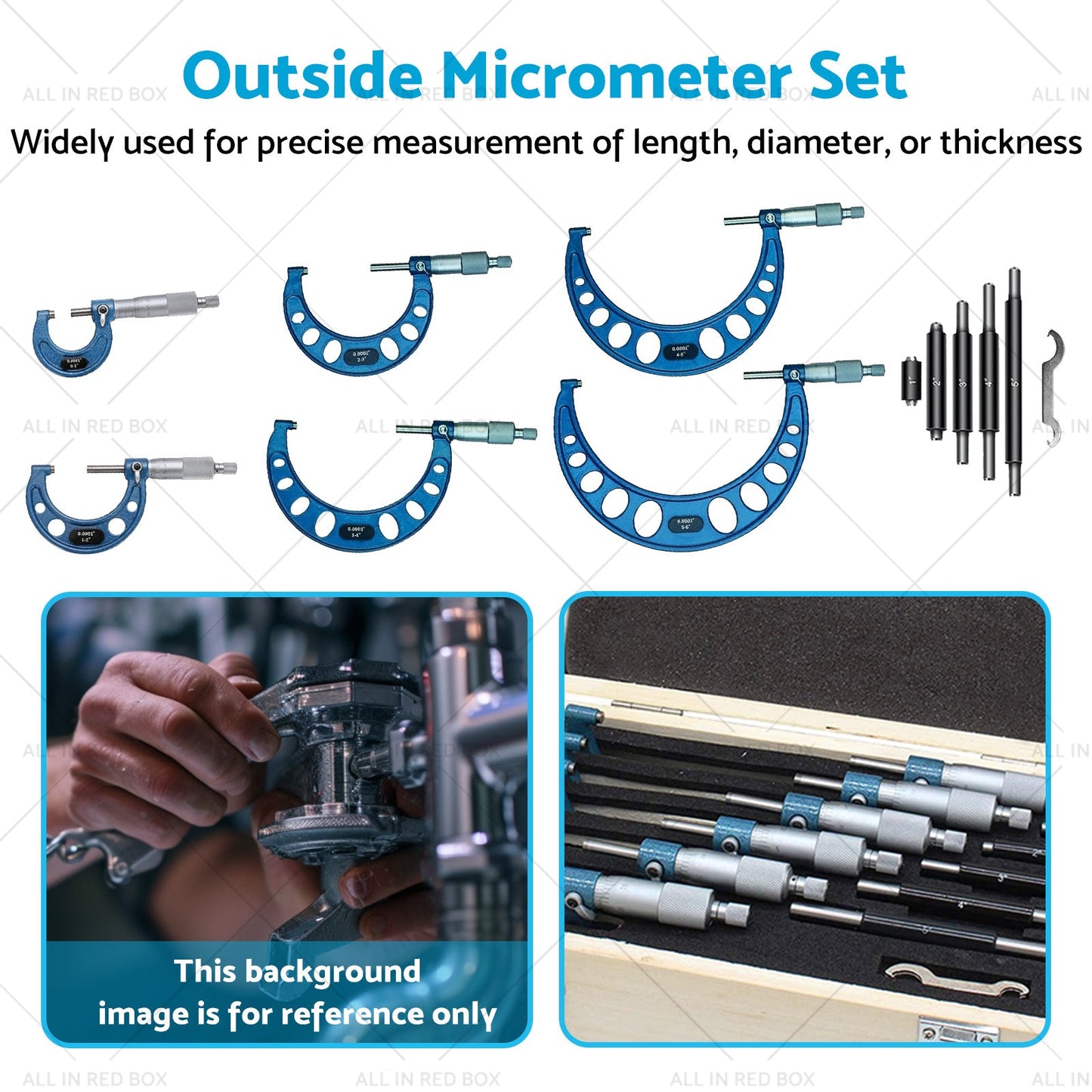 6pcs or set 0-6 inch  Outside Micrometer set Machinist Tool Carbide 0. 0001 inch-4