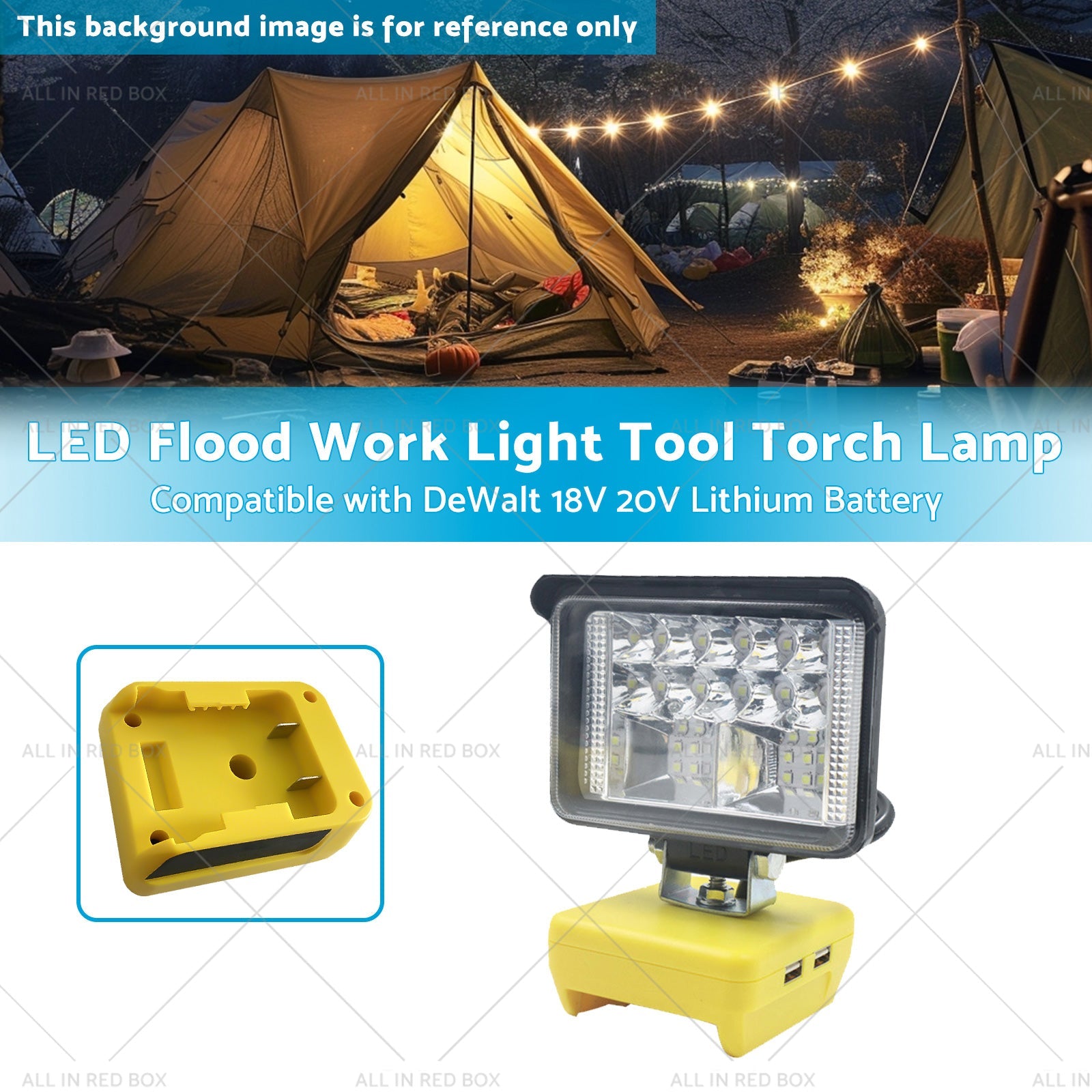 Torch Lamp LED Flood Work Light Tool Suitable for DeWalt 18V 20V Lithium Battery-2