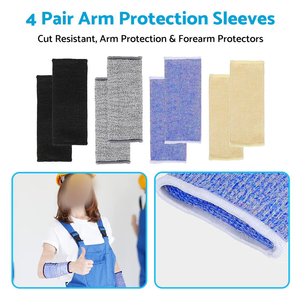 4 Pair Cut Resistant Sleeves Arm Protection Sleeves Forearm Protectors 4 Colors-2