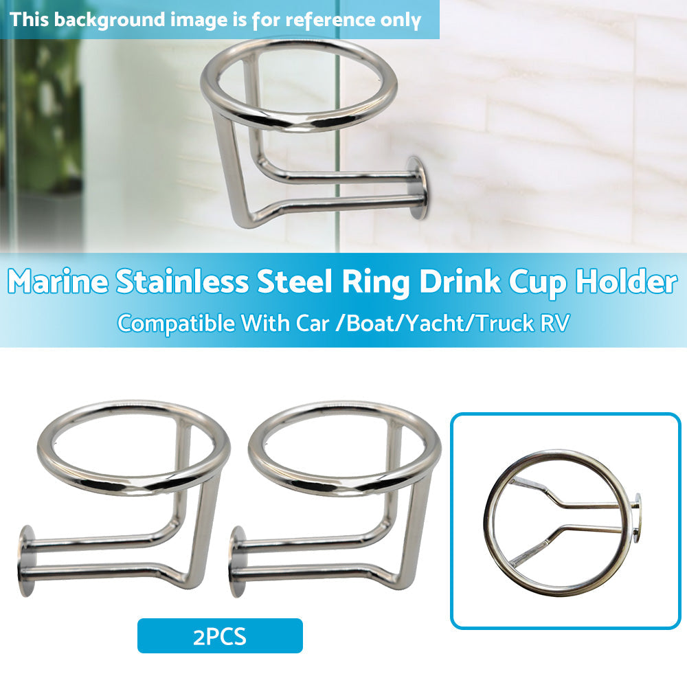 2X Marine Stainless Steel Ring Drink Cup Holder for Car  Boat Yacht Truck RV-3