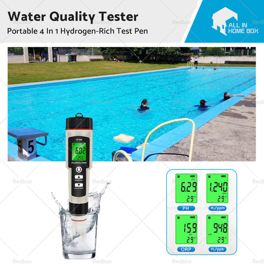 Portable 4 In 1 Hydrogen-Rich Test Pen PH ORP TEMP Water Quality Meter Tester-0