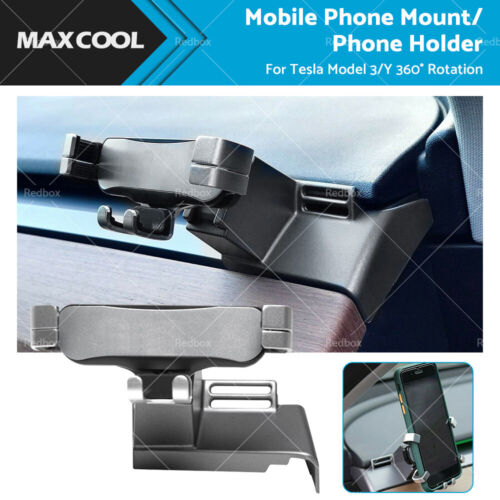 360 Angle Rotation GPS Navigation Cell Phone Holder Stand Mount For Tesla Model 3 Y-0