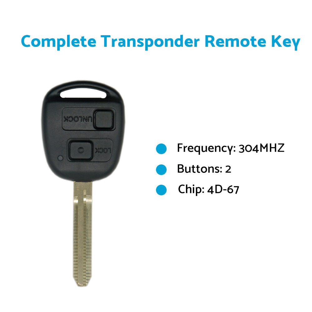 Complete Transponder Remote Key 304MHz Chip 60120 Suitable For Toyota Prado 120-4