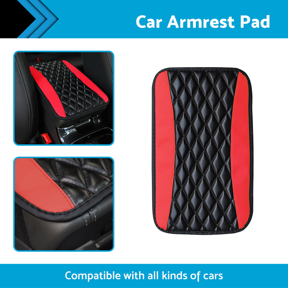 Universal Car Armrest Cushion Cover Center Console Box Pad Protector PU Leather-1
