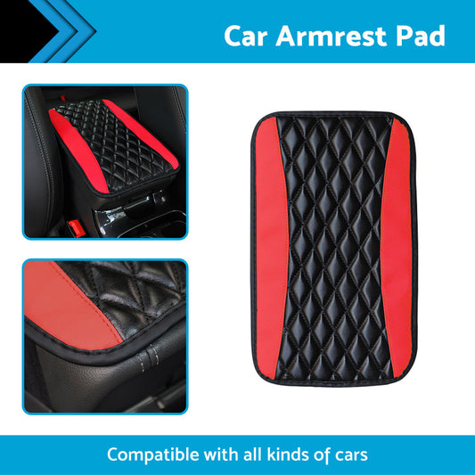 Universal Car Armrest Cushion Cover Center Console Box Pad Protector PU Leather-1