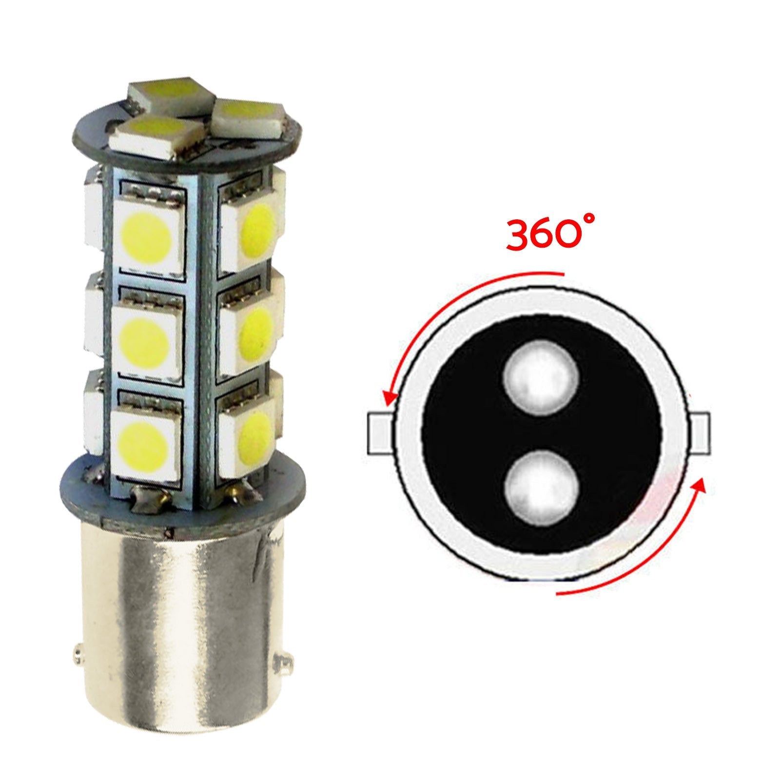 2x 12V BA15D LED 18 SMD Cool White Light Globes Suitable For Caravan Car-3