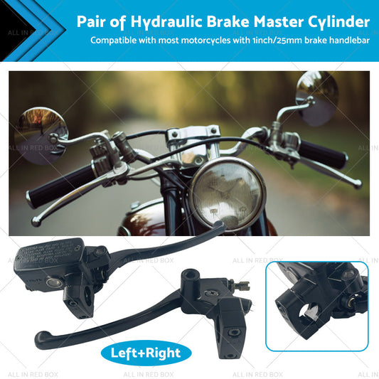 Pair 1inch 25mm Motorcycle Hydraulic Brake Clutch Master Cylinder Lever Left Right-0