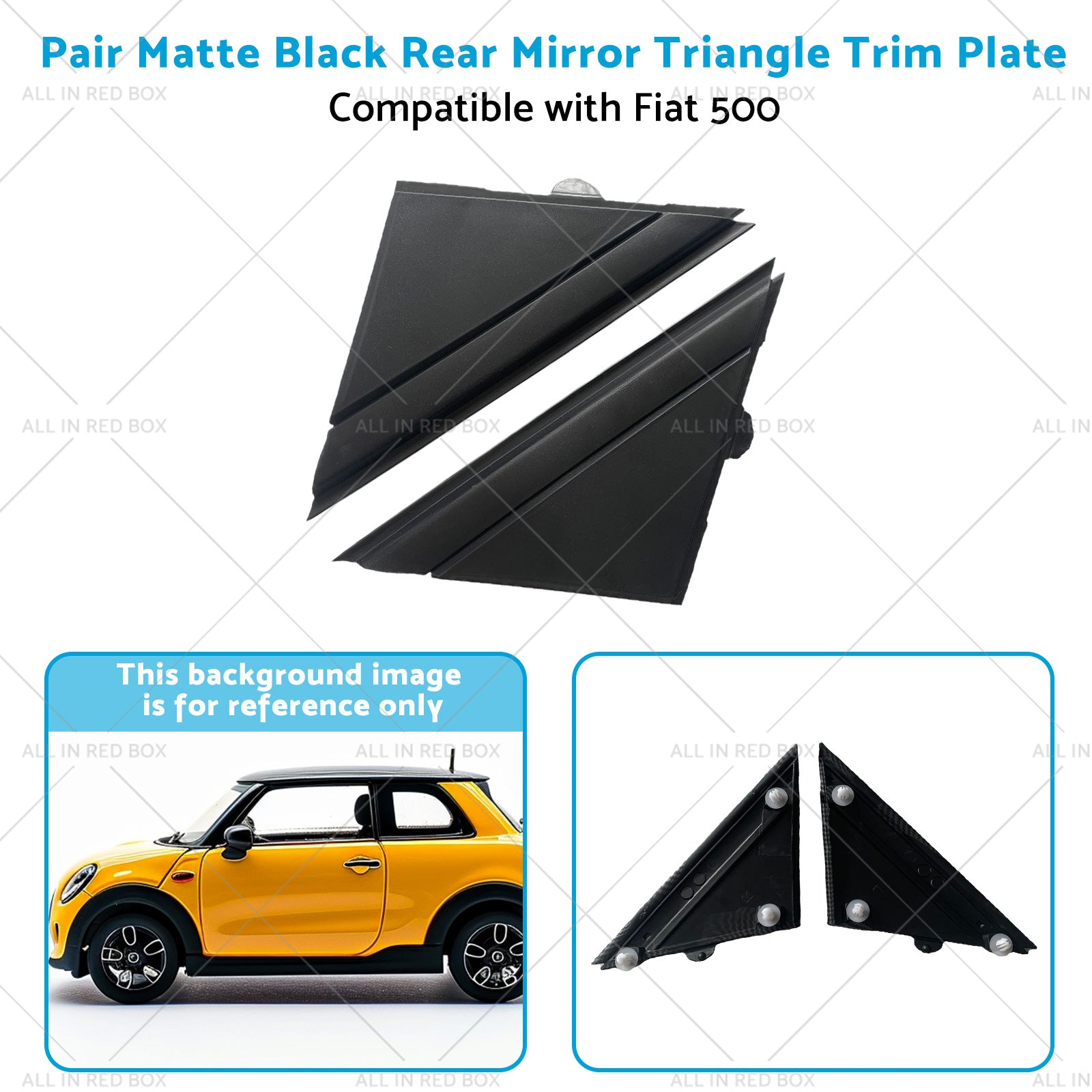 Matte Black Rear Mirror Triangle Trim Plate Suitable for 12-19 Fiat 500-3