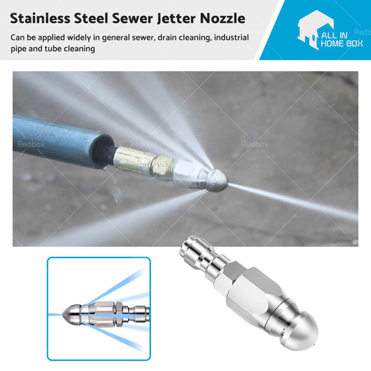 Stainless Steel Sewer Jetter Nozzle For Pressure Washer w or 1 or 4''Connect for Drain-0