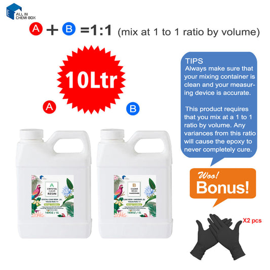 10Ltr Epoxy Resin 1:1 AB Kit Art DIY UV Crafts Glass & Water Clear Epoxy Coating-0