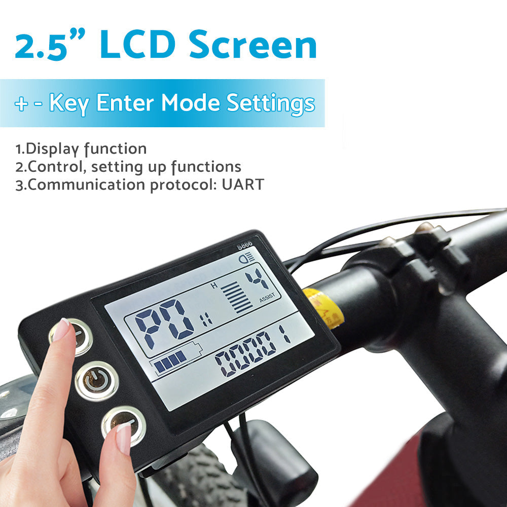 LCD Display Suitable For Electric Bike S866 24V/36V/48V – Waterproof Plug Fit For Ebike & Scooter-4