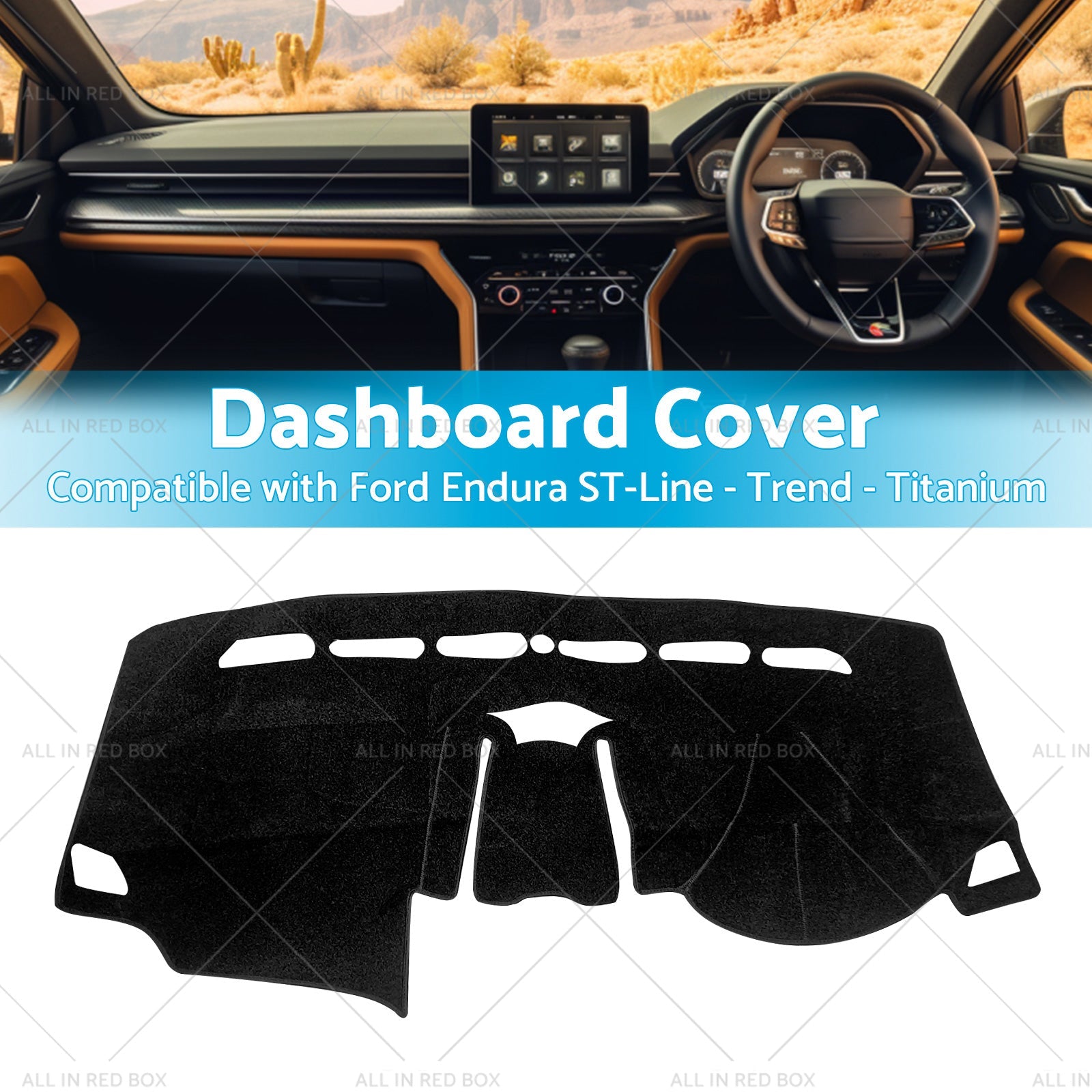 Non-Slip Dash Mat SuitableFor Ford Endura ST-Line -Trend -Titanium 18-19 Black-1